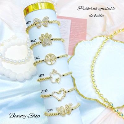 pulsera balin ajustable oro chino