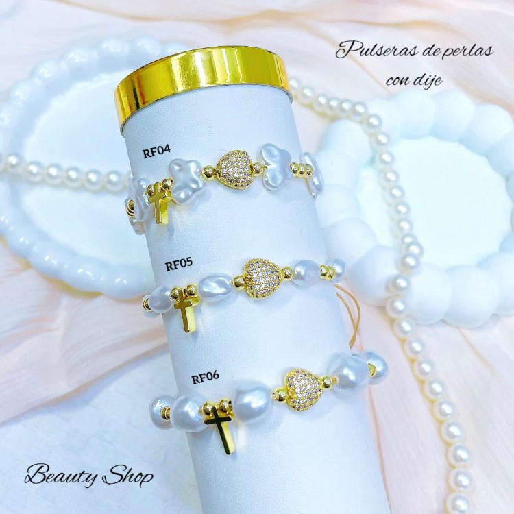 pulsera perla con dije pulsera perla con dije
