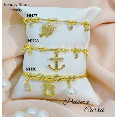 #H Pulseras Rígidas Con Dijes 