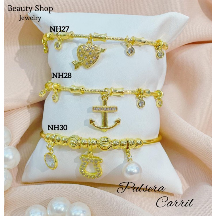 #H Pulseras Rígidas Con Dijes 