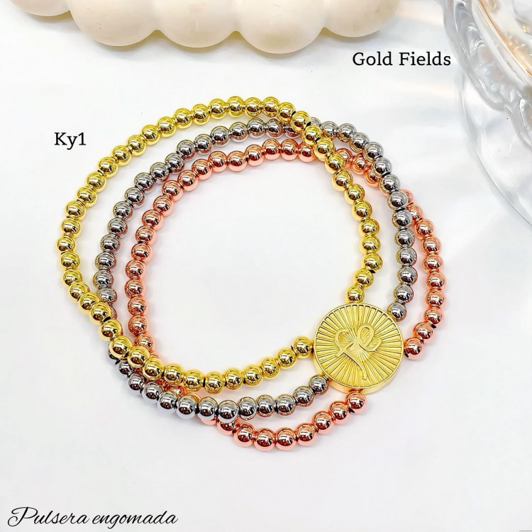 #1 pulsera triple balin con dije elegante