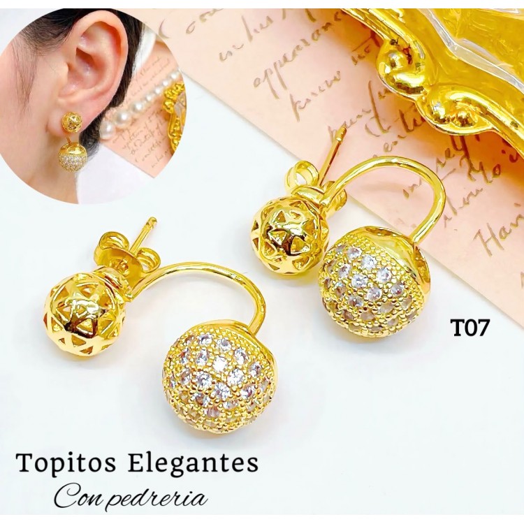#B T zarcillo con piedra gold fiel