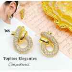 #B T zarcillo con piedra gold fiel