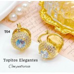 #B T zarcillo con piedra gold fiel