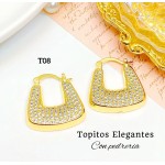 #B T zarcillo con piedra gold fiel