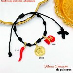 #0 pulsera nudo con 3 dijes