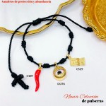 #0 pulsera nudo con 3 dijes