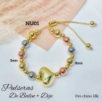 pulsera oro chino con corazon
