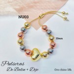 pulsera oro chino con corazon