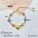 pulsera oro chino con corazon