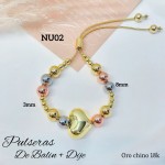 pulsera oro chino con corazon