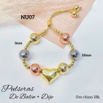 pulsera oro chino con corazon