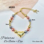 pulsera oro chino con corazon