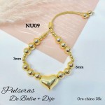 pulsera oro chino con corazon