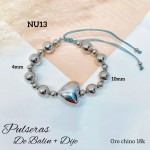 pulsera oro chino con corazon
