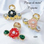 #001 pinza de Dama metal p #cd (Rosa y corazon)