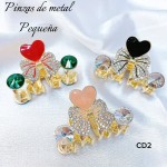 #001 pinza de Dama metal p #cd (Rosa y corazon)
