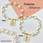 #pz pulsera perla con dije scapulario #pz pulsera perla con dije scapulario