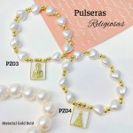 #pz pulsera perla con dije scapulario #pz pulsera perla con dije scapulario