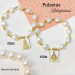 #pz pulsera perla con dije scapulario #pz pulsera perla con dije scapulario