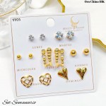 #B set de zarcillo lujos oro chino 18k 