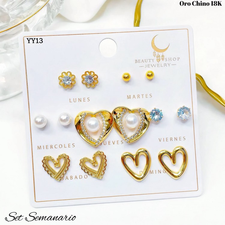 #B set de zarcillo lujos oro chino 18k 