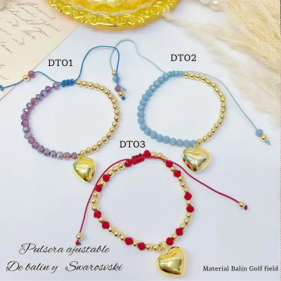 Pulsera ajustable con dije Corazon 