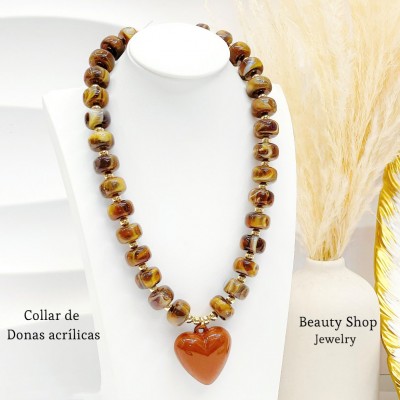 #01 cadena dona acrilica con dije corazon en tendencia (solo cadena 6.50)