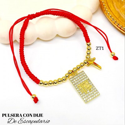 pulsera hilo rojo doble dije en tendencia