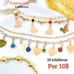Super promocion en tobillera 10 por 10$