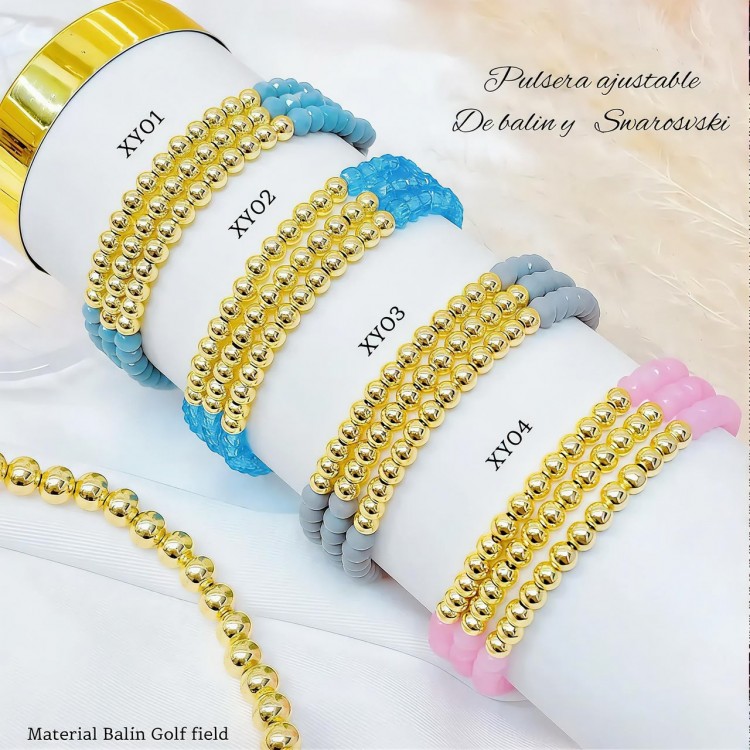 pulsera triple con balines pulsera triple con balines