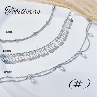 #P tobillera lujos Oro chino  plateado