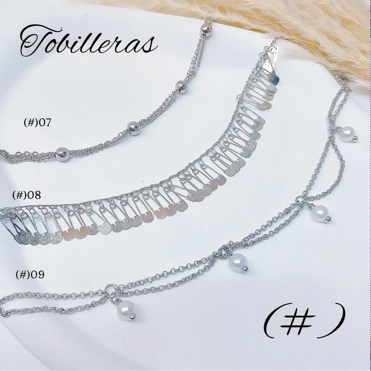 #P tobillera lujos Oro chino  plateado