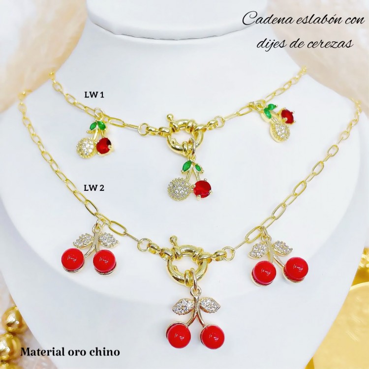 cadena eslabon con dije cereza 