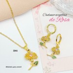 #0 juego cadena con argolla flor en tendencia