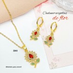 #0 juego cadena con argolla flor en tendencia