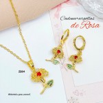 #0 juego cadena con argolla flor en tendencia