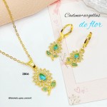 #0 juego cadena con argolla flor en tendencia