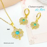 #0 juego cadena con argolla flor en tendencia