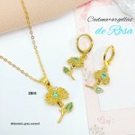 #0 juego cadena con argolla flor en tendencia