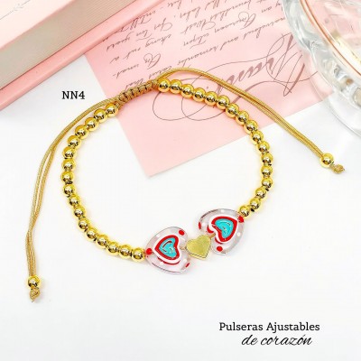 #01 pulsera balin con dije corazon princesas