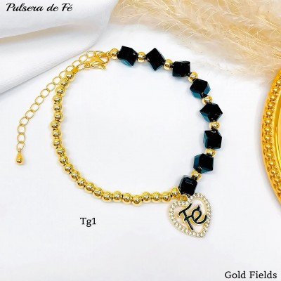#1 pulsera balin + cristal con dije 
