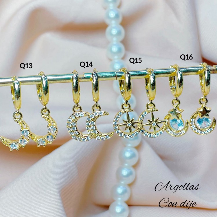 #A Q zarcillo oro chino 18k