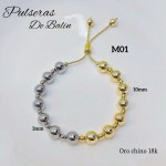 pulsera balin ajustable oro chino 10mm