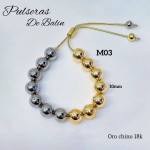 pulsera balin ajustable oro chino 10mm