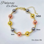 pulsera balin ajustable oro chino 10mm