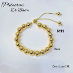 pulsera balin ajustable oro chino 10mm
