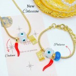 #1 juego cadena +pulsera  Pandora ojo turco 