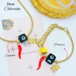 #1 juego cadena +pulsera  Pandora ojo turco 