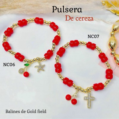 pulsera cereza oro chino 